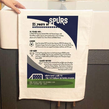 Years Of Following Tottenham Tea Towel Birthday Gift For Spurs Fan, 3 of 5