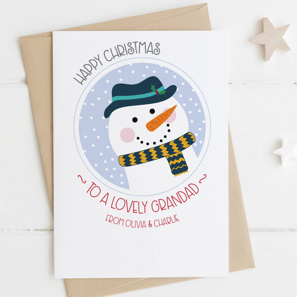 Cute Snowman Christmas Card For Grandad Grandpa