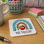 Personalised Teacher Ceramic Coaster Rainbow Pencil Design, thumbnail 1 of 2