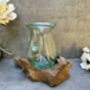 22cm Handmade Molten Glass Wine Jug Natural Teak Root Wooden, thumbnail 2 of 12