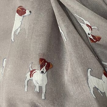 Jack Russell Print Scarf In Grey, 4 of 5