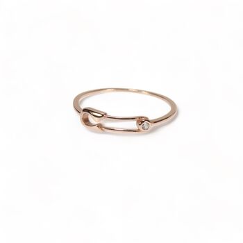 Safety Pin Cz Rings, Rose Or Gold Plated 925 Silver, 5 of 11