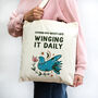 'Winging It Daily' Funny Tote Bag, thumbnail 3 of 3
