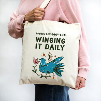 'Winging It Daily' Funny Tote Bag, 3 of 3
