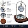 Engraved Chrome Desk Clock With Compass – Anniversary, Retirement And Birthday Gift, thumbnail 11 of 12