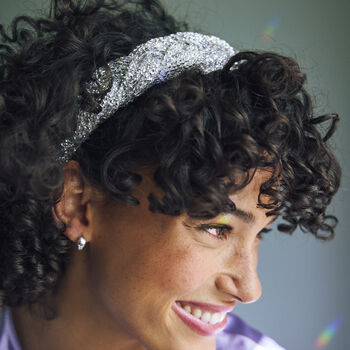 Silver Tinsel Sparkle Braided Headband, 2 of 5