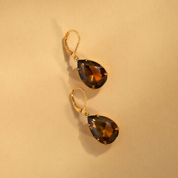 Large Dark Topaz Teardrop Rhinestone Drop Earrings, 2 of 6