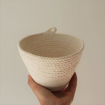 Pure White Cotton Rope Plant Pot, 3 of 6