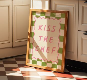 Kiss The Chef Wall Art Print Kitchen Poster, 3 of 10