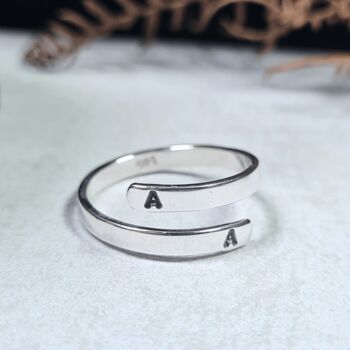 Personalised Initials Sterling Silver Dainty Wrap Ring, 4 of 6