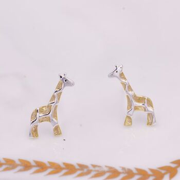 Giraffe Stud Earrings In Sterling Silver, 7 of 12