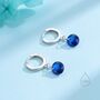 Dangle Sapphire Blue Cz Huggie Hoop Earrings, thumbnail 7 of 11