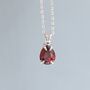 Sterling Silver Garnet Red Pear Cut Cz Necklace, thumbnail 1 of 12