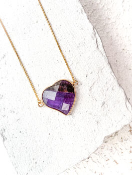 Amethyst Heart Necklace 18k Gold Plated Christmas Gift Present, 4 of 6