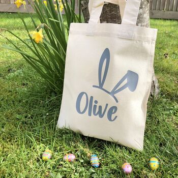 Personalised Easter Hunt Rabbit Ears Cotton Bag, 2 of 2