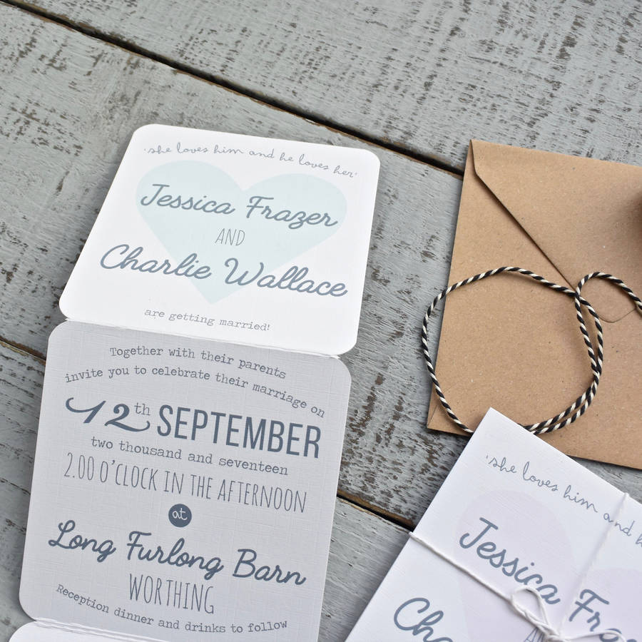 Heart Tri Fold Wedding Invitation On White By Paper And ...