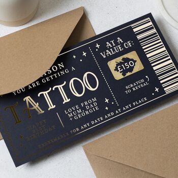 Personalised Tattoo Gift Voucher Scratch To Reveal 21st, 2 of 9