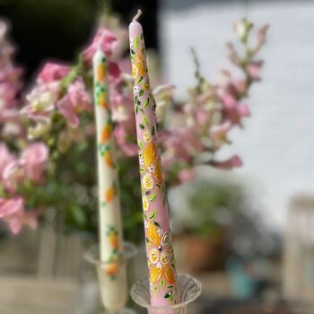 Pink Lemon And White Rose Taper Candles, 5 of 5