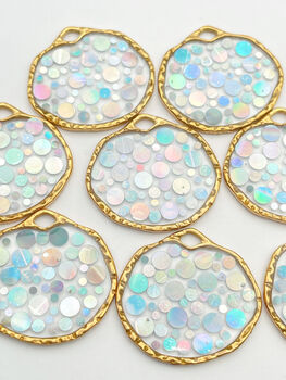 Small Disco Earrings With Silver Sparkles, 6 of 12