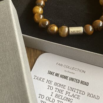 Men's Manchester United Football Fan Tiger's Eye Bracelet, 3 of 6