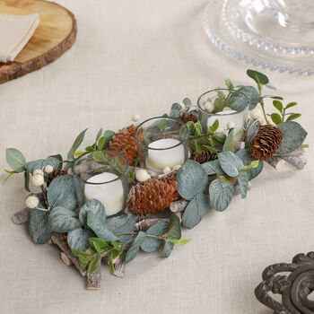 Frosted Eucalyptus Christmas Candle Centrepiece, 5 of 6