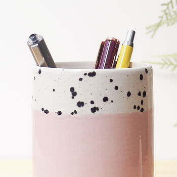 Ceramic Hand Glazed Pale Pink Pen Pot, 2 of 2
