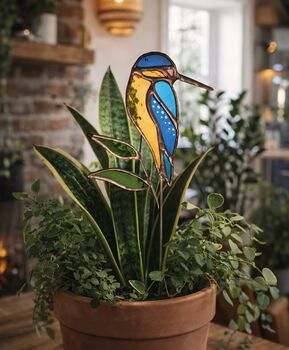 Kingfisher Stained Glass Plant Stake, 2 of 6