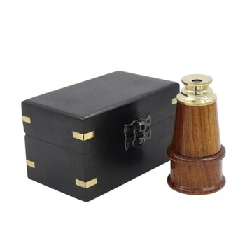 Seven Inch The Admiral Brass And Wood Telescope, 2 of 7