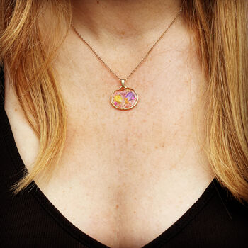 Necklace Handmade With Orange And Blue Flowers, 5 of 9