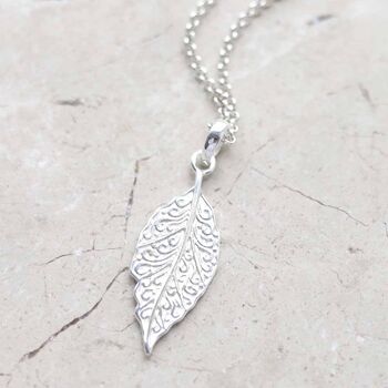 Sterling Silver New Leaf Necklace, 3 of 4