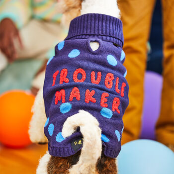 Troublemaker Knitted Dog Jumper, 2 of 7