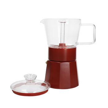 Naples Glass Espresso Maker In Cherry Red, 2 of 5