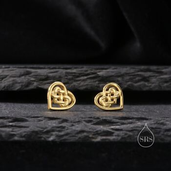Celtic Knot Heart Stud Earrings In Sterling Silver, 4 of 10