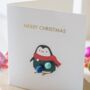 Pom Pom Penguin Christmas Card, thumbnail 2 of 3