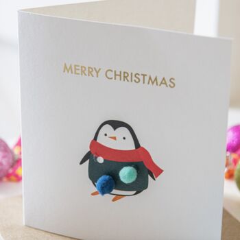 Pom Pom Penguin Christmas Card, 2 of 3