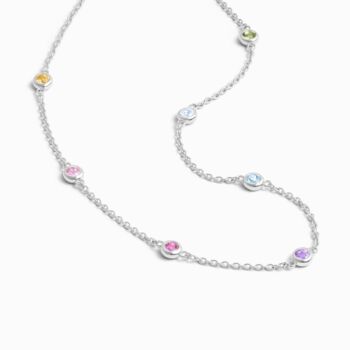 Rainbow Gemstone Necklace In Sterling Silver And Gold, 4 of 9