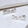 Sterling Silver Curved Flower Ear Climbers, thumbnail 4 of 6