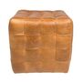 Brown Cerato Leather Patchwork Footstool, thumbnail 2 of 2