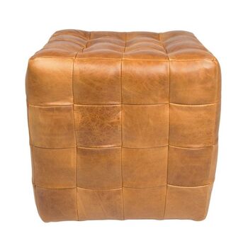 Brown Cerato Leather Patchwork Footstool, 2 of 2