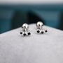 Small Black Cz Trio Screw Back Earrings Sterling Silver, thumbnail 2 of 9