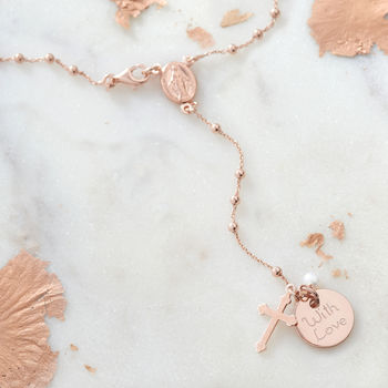 Personalised Rose Gold Plated Or Silver Rosary Necklace By Hurleyburley ...