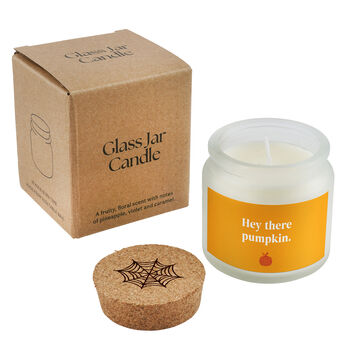 Clear Glass Jar Candle • 'Hey There Pumpkin' • Halloween Candle • Scented Candle • Gift For Her • Him • Autumnal Home Décor • Gift Boxed, 2 of 3