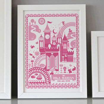 Personalised New Baby Princess Castle Print, 5 of 6