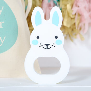 Bunny Rabbit Teether With Personalised Gift Bag, 2 of 3