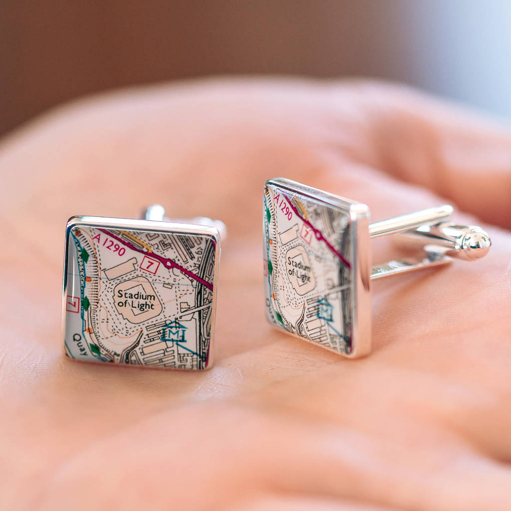Favourite Place Football Stadium Map Cufflinks For Dad, 1 of 12