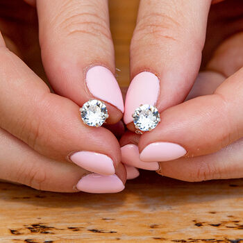 Sterling Silver Birthstone Crystal Stud Earrings, 2 of 12