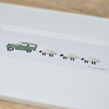 Land Rover And Sheep Hand Finished Art Print, 4 of 5