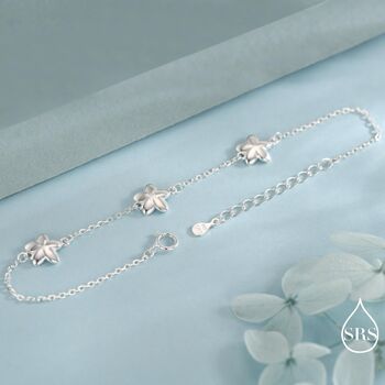 Enamel Forget Me Not Flower Trio Bracelet In Sterling Silver, 2 of 12