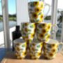 Set Of Six China Aspen Mugs In Sunflower Design, thumbnail 1 of 8