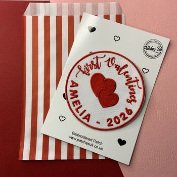 Personalised First Valentines Babies Embroidered Fabric Patch, 2 of 4